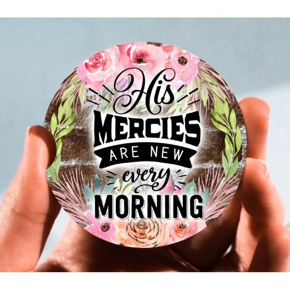 Set of 2 Car Coasters, His Mercies Are New‎ Car Coaster, Neoprene Car Coaster